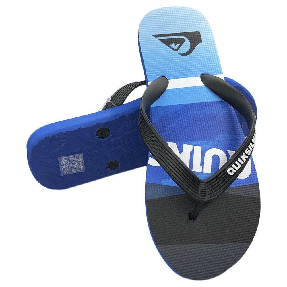 NWT QUIKSILVER AUTHENTIC MEN'S BLUE BEACH WAVE THONG FLIP FLOPS SANDALS 8 10 12